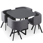 Paris Prix Table de Repas & 4 Chaises Design  Normi  90cm Gris
