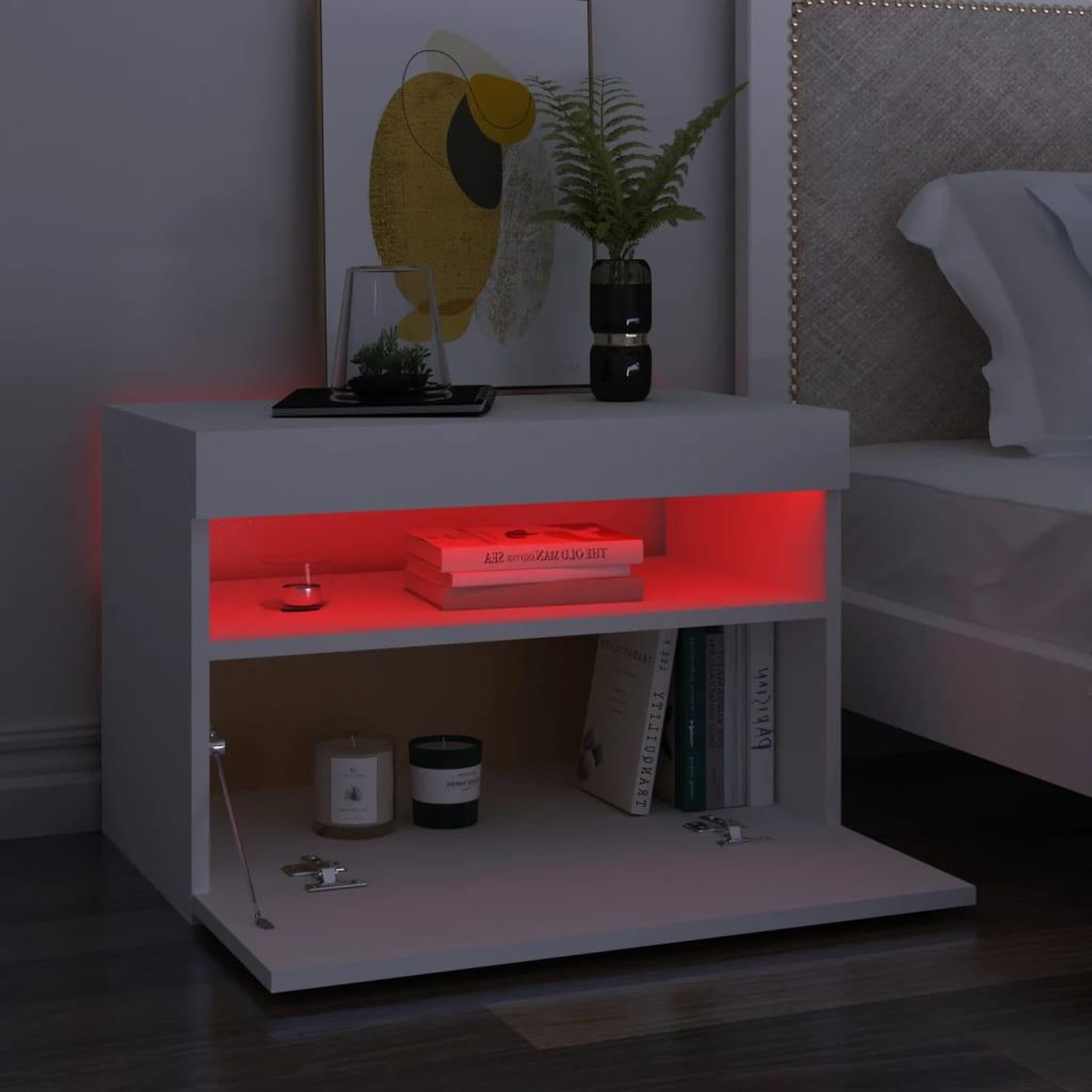 Voir la diapositive 5 : VIDAXL Meubles TV avec lumieres LED 2 pcs Blanc 60x35x40 cm
