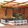 VIDAXL Salon de jardin 13 pcs avec coussins blanc bois de pin