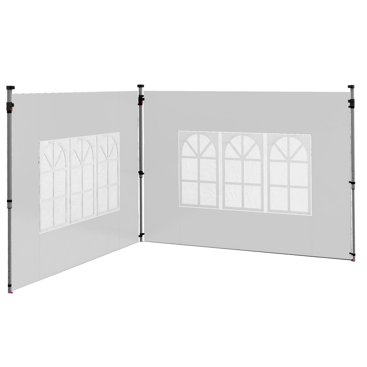 OUTSUNNY Lot de 2 parois latérales pour tonnelle 3 x 3 m ou 3 x 4 m - bâches de barnum 295 x 195 cm blanc