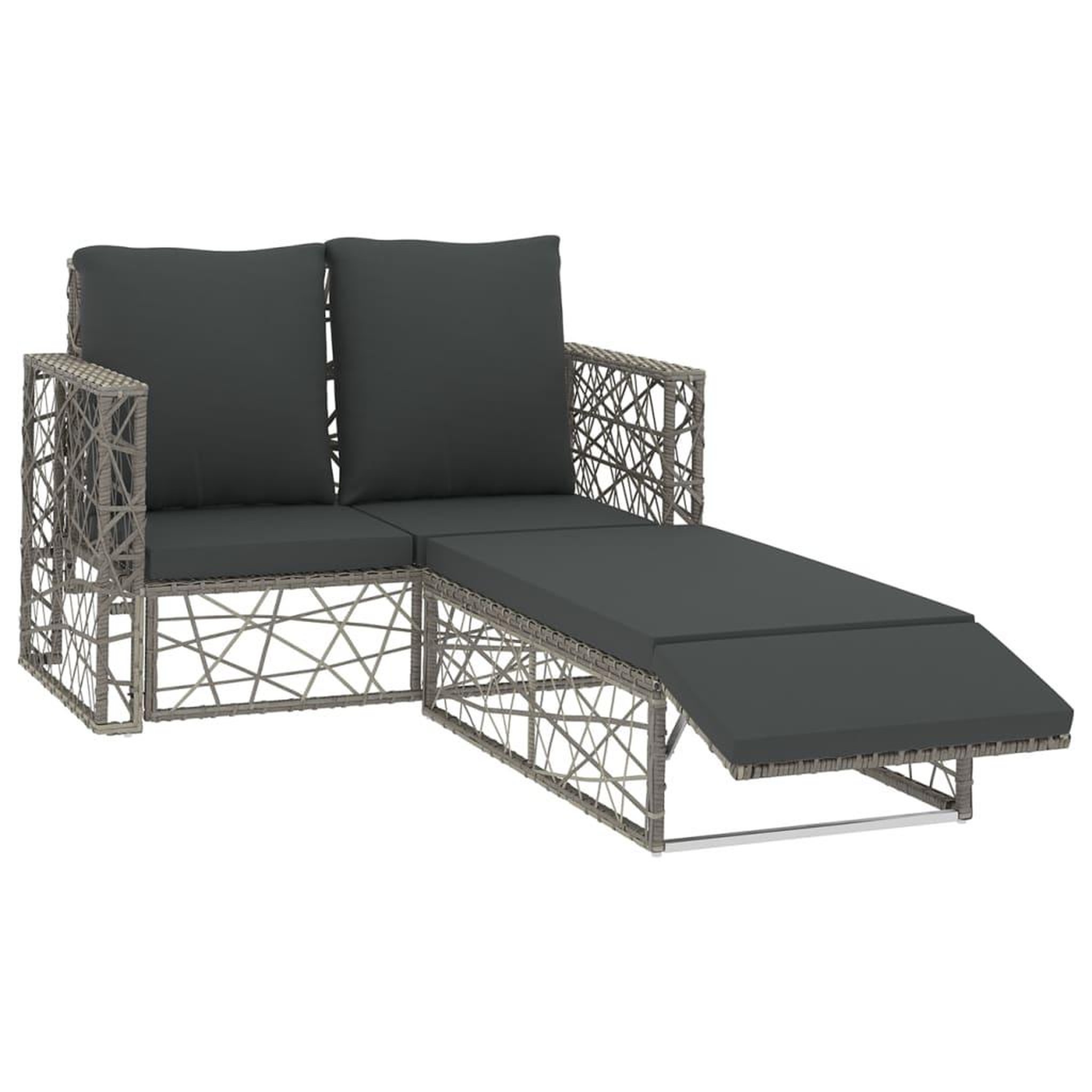 VIDAXL Salon de jardin 2 pcs avec coussins resine tressee gris