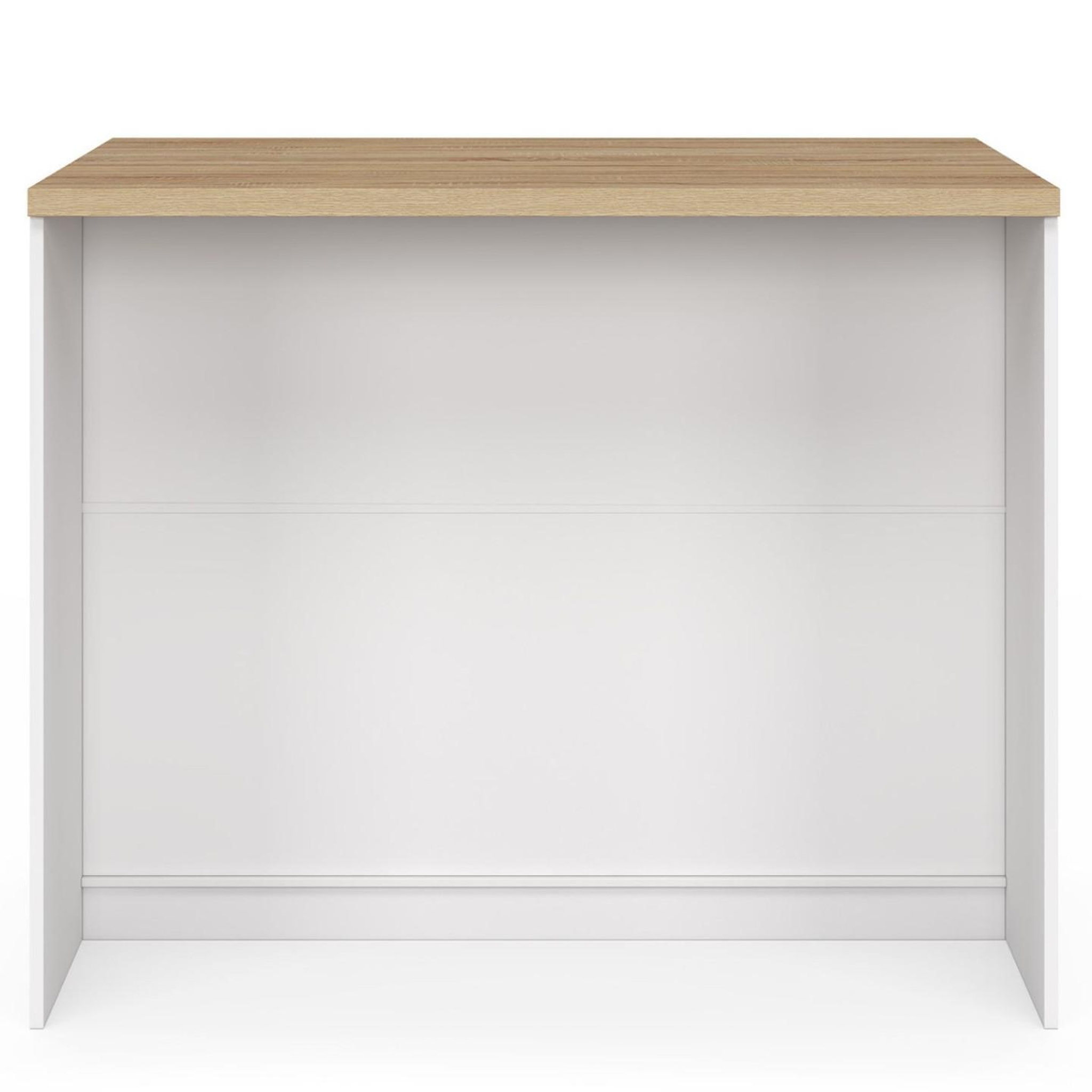 Voir la diapositive 4 : ID MARKET Ilot central tibo 110 cm casserolier 3 tiroirs bois blanc avec plan de travail façon hêtre