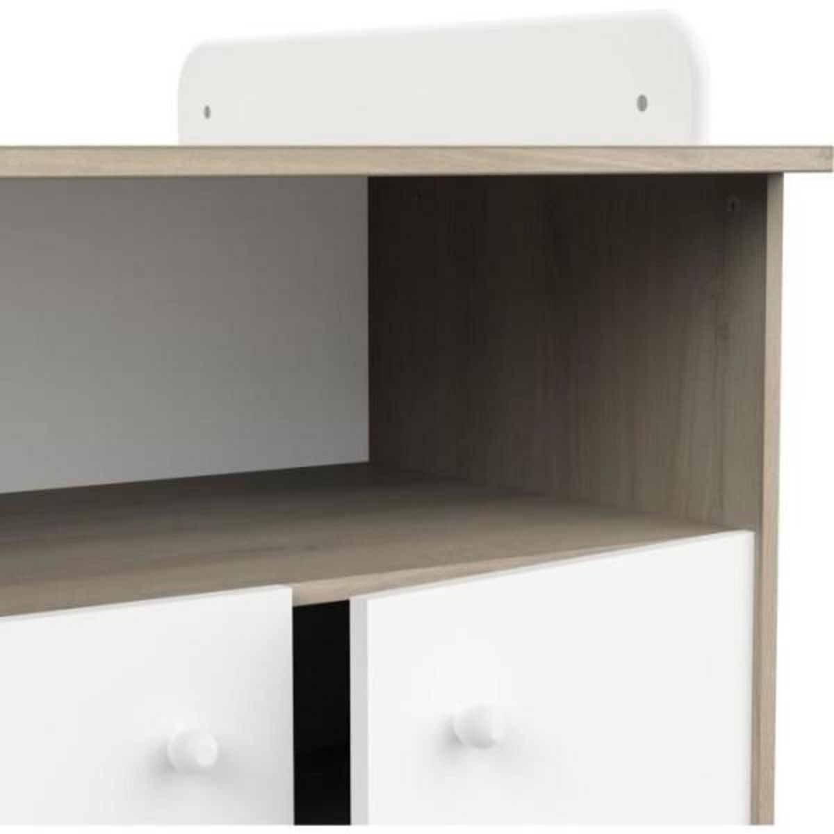 Demeyere Commode a langer 2 portes, 1 niche - HELICIA - Blanc mat & Chene kronberg - 79,6 x 70 x 94,4 cm - DEMEYERE