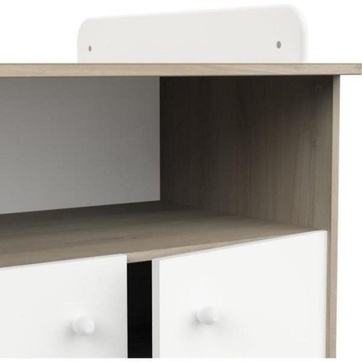 Demeyere Commode a langer 2 portes, 1 niche - HELICIA - Blanc mat & Chene kronberg - 79,6 x 70 x 94,4 cm - DEMEYERE