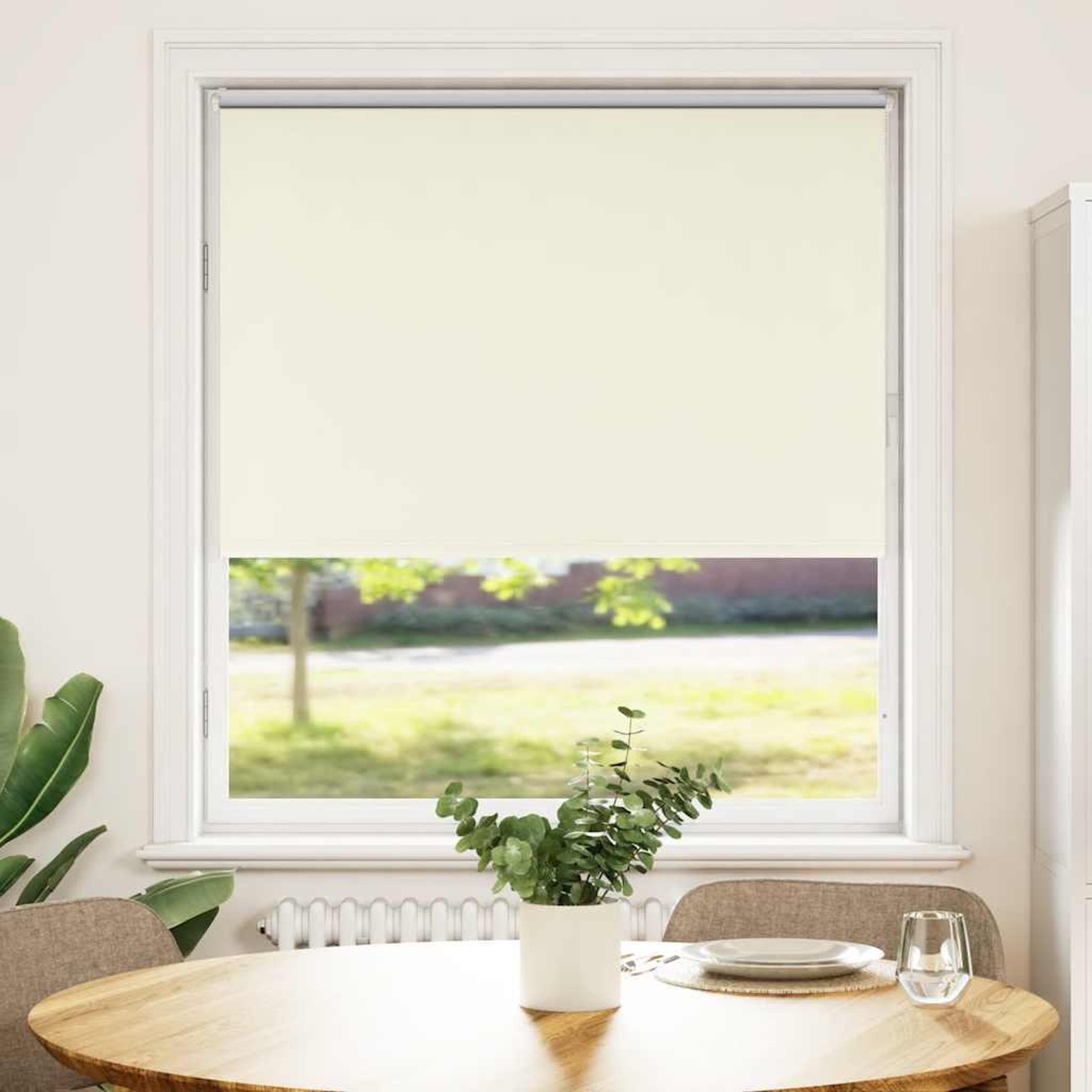 VIDAXL Store enrouleur occultant blanc casse largeur du tissu 105,7 cm