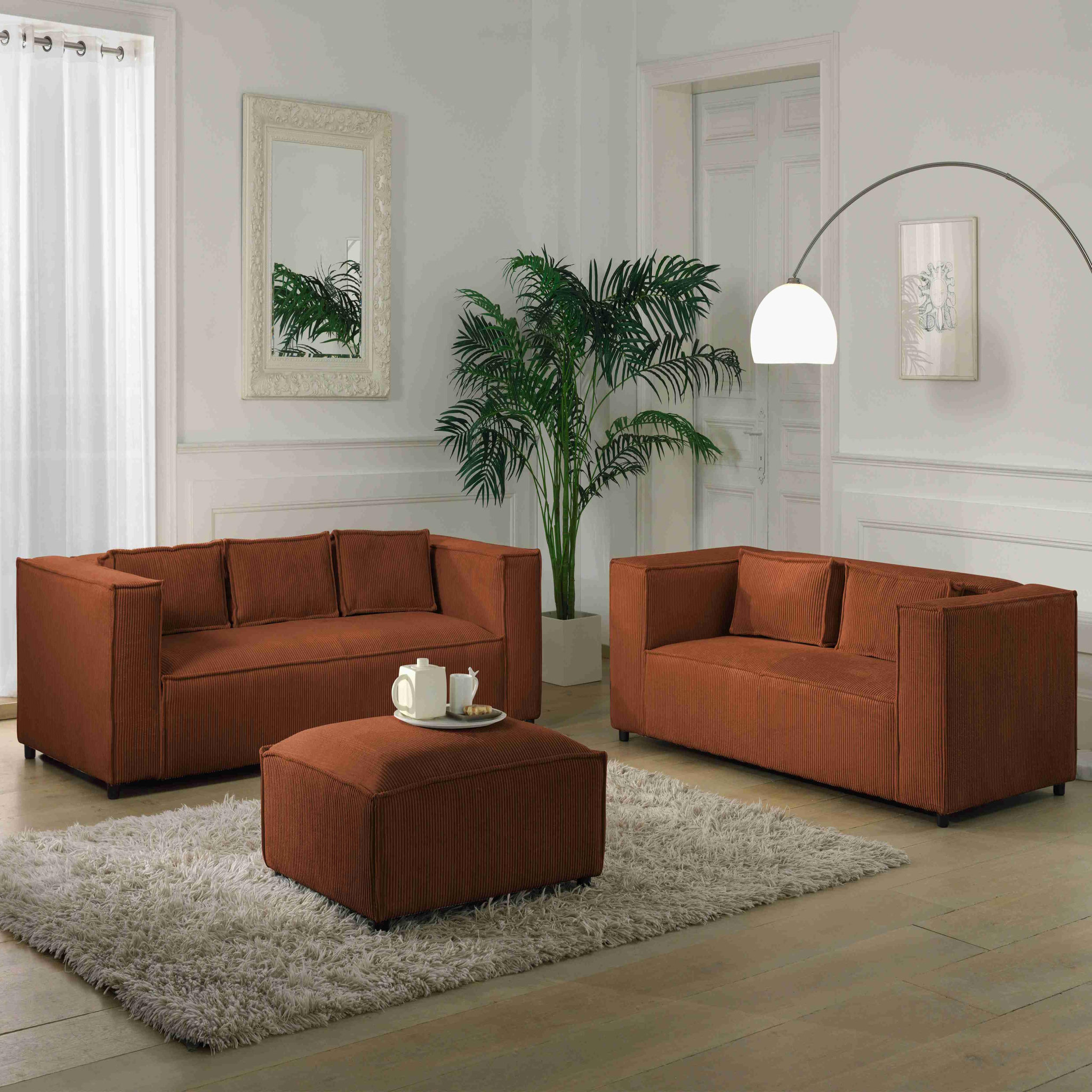 Voir la diapositive 4 : LISA DESIGN Stella - canapé fixe 3 places - en velours côtelé - style contemporain