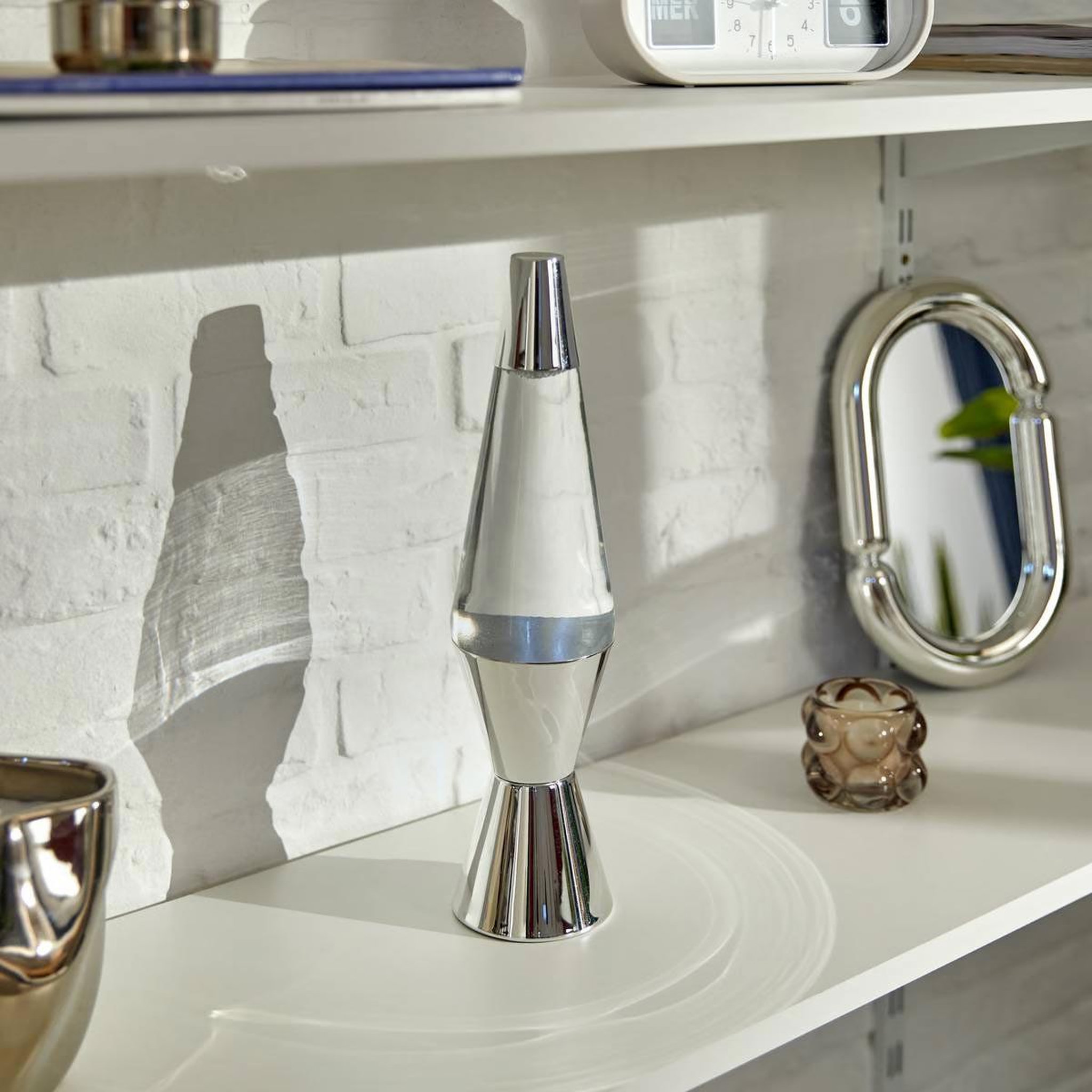 Voir la diapositive 5 : ATMOSPHERA Lampe à poser tornade  lava  36cm argent