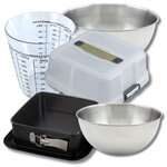 ZENKER Set pâtisserie moule à charnière carré 23 cm avec couvercle, 2 bols à mixer, verre mesureur et spatule Zenker