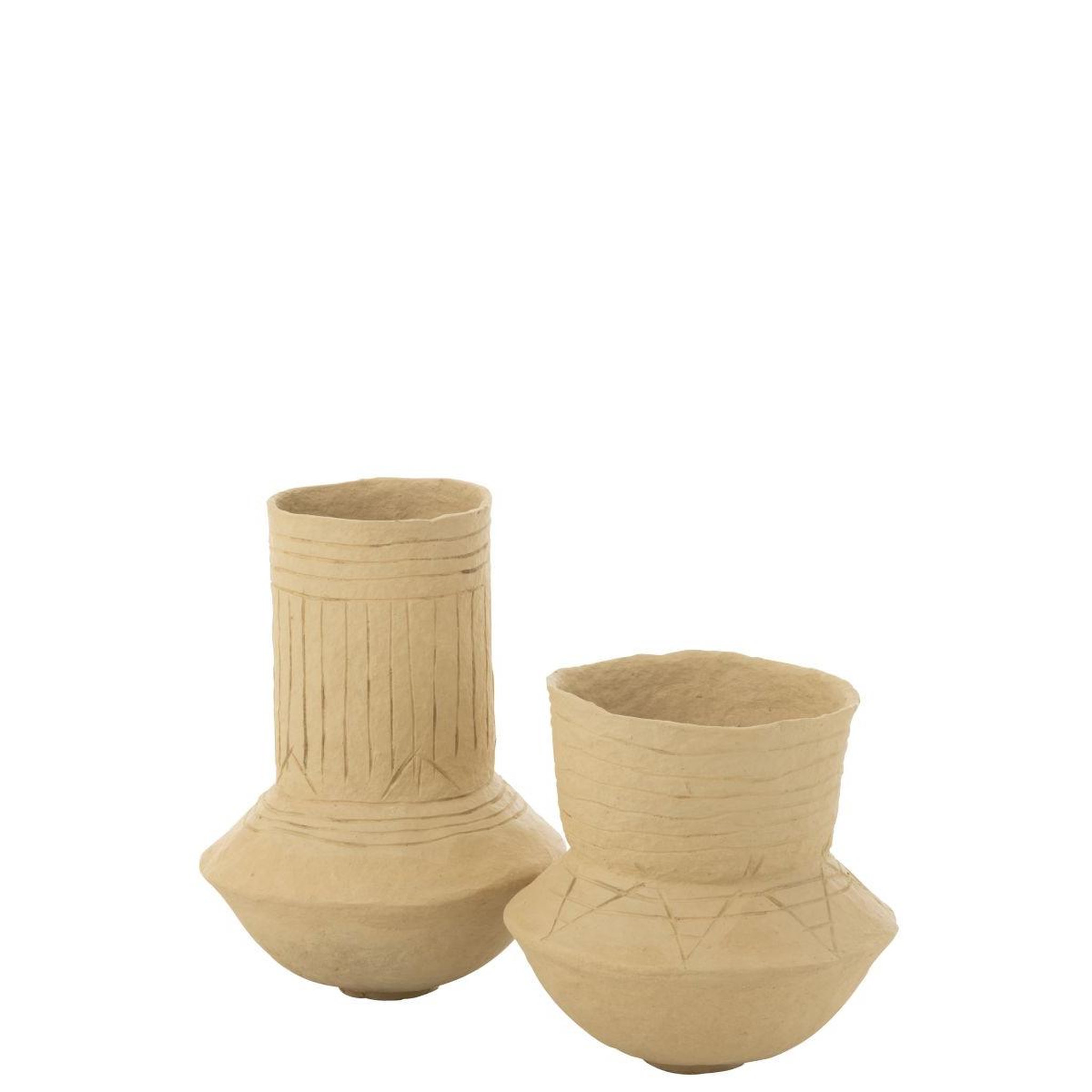 Voir la diapositive 2 : J-LINE Pot déco en papier mâché  gada  60cm naturel