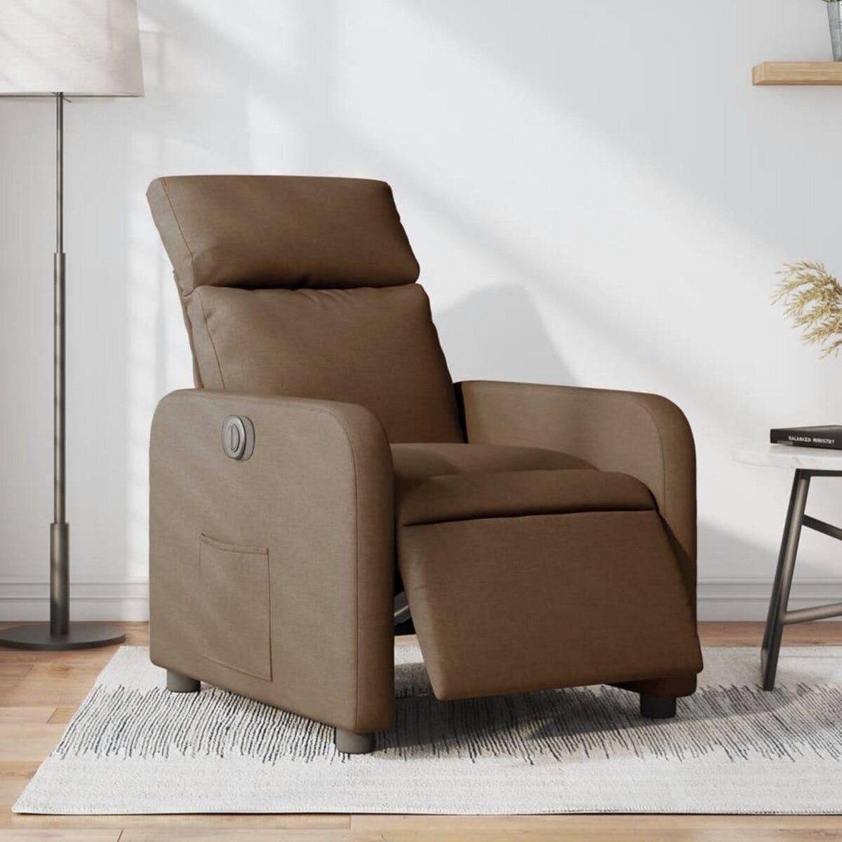 VIDAXL Fauteuil inclinable electrique Marron Tissu