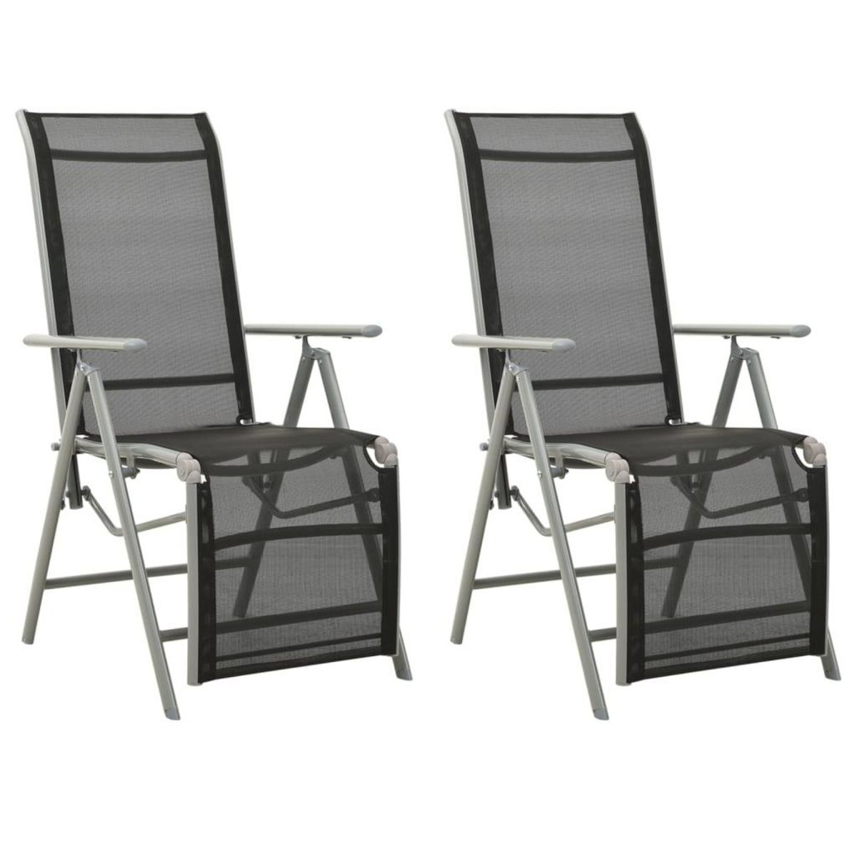 VIDAXL Chaises de jardin lot de 2 Textilene et aluminium Argente