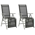 VIDAXL Chaises de jardin lot de 2 Textilene et aluminium Argente