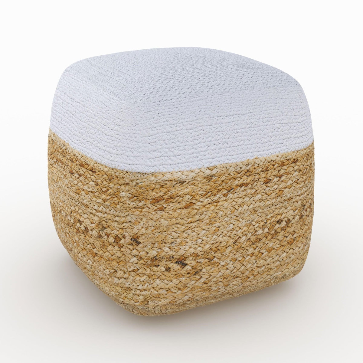 Rendez vous déco Pouf en jute beige et blanc D40 cm-Billy