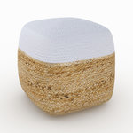 Rendez vous déco Pouf en jute beige et blanc D40 cm-Billy