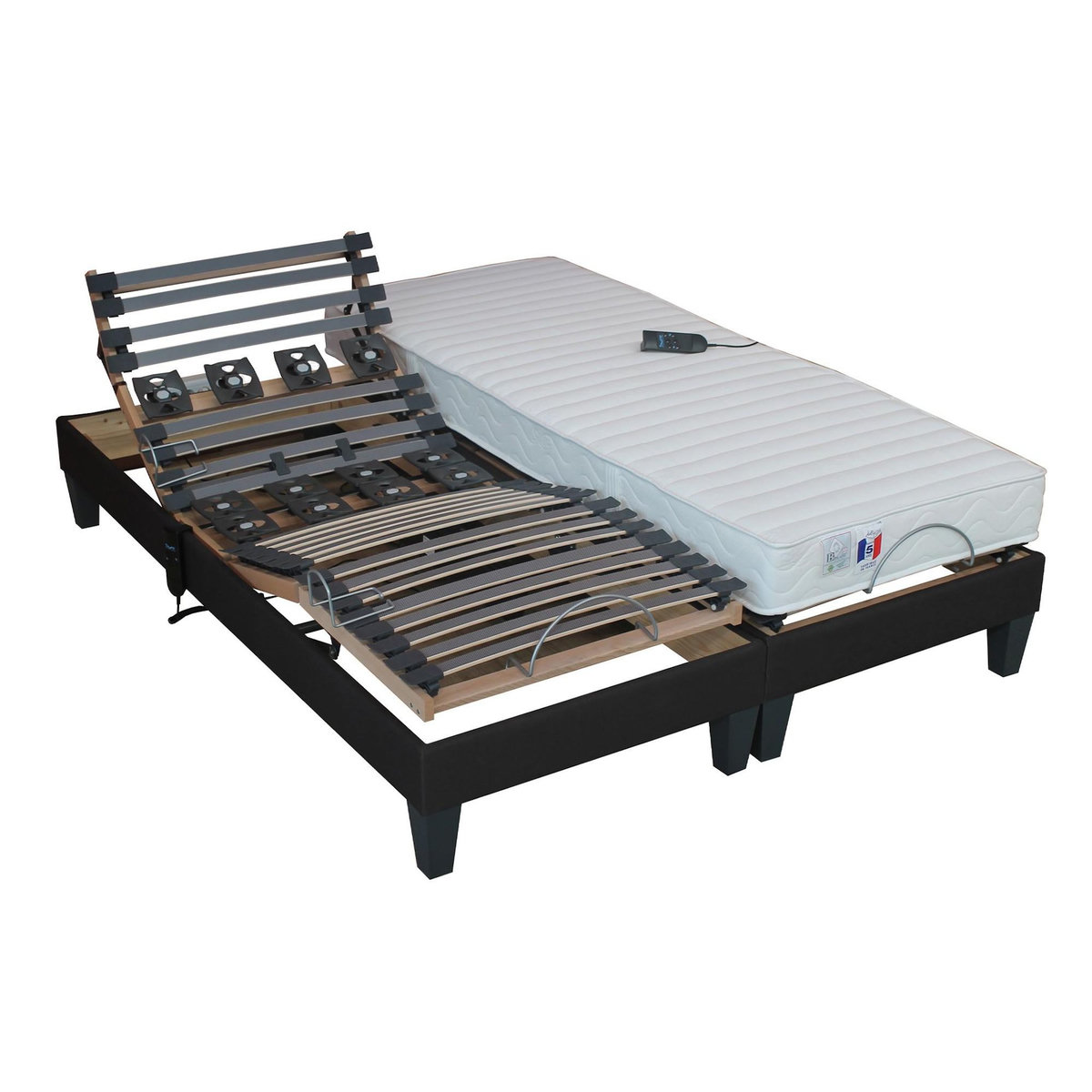 IDLITERIE Lot de Sommiers lattes plus plots gris anthracite