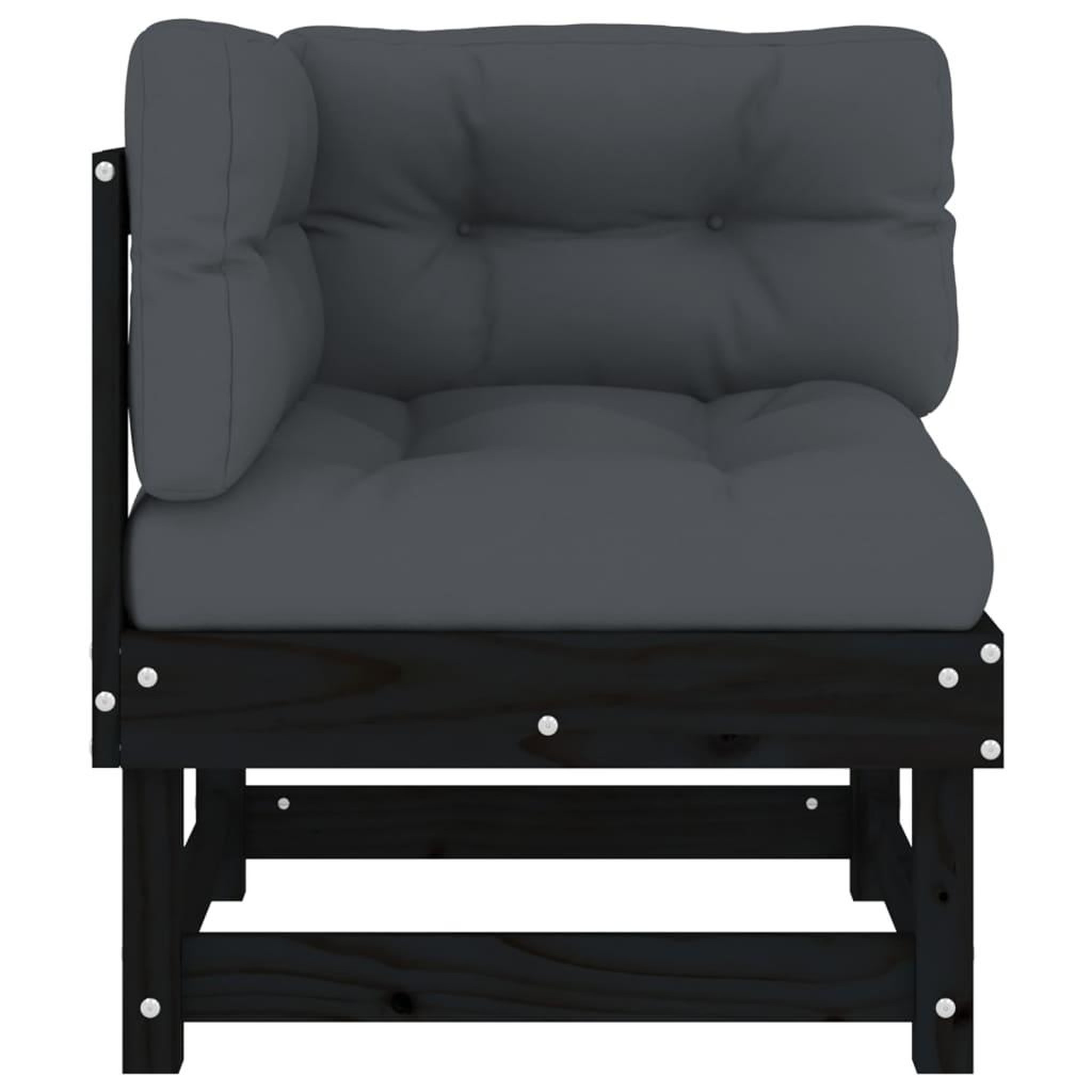 Voir la diapositive 5 : VIDAXL Canapes d'angle avec coussins 2 pcs noir bois de pin massif