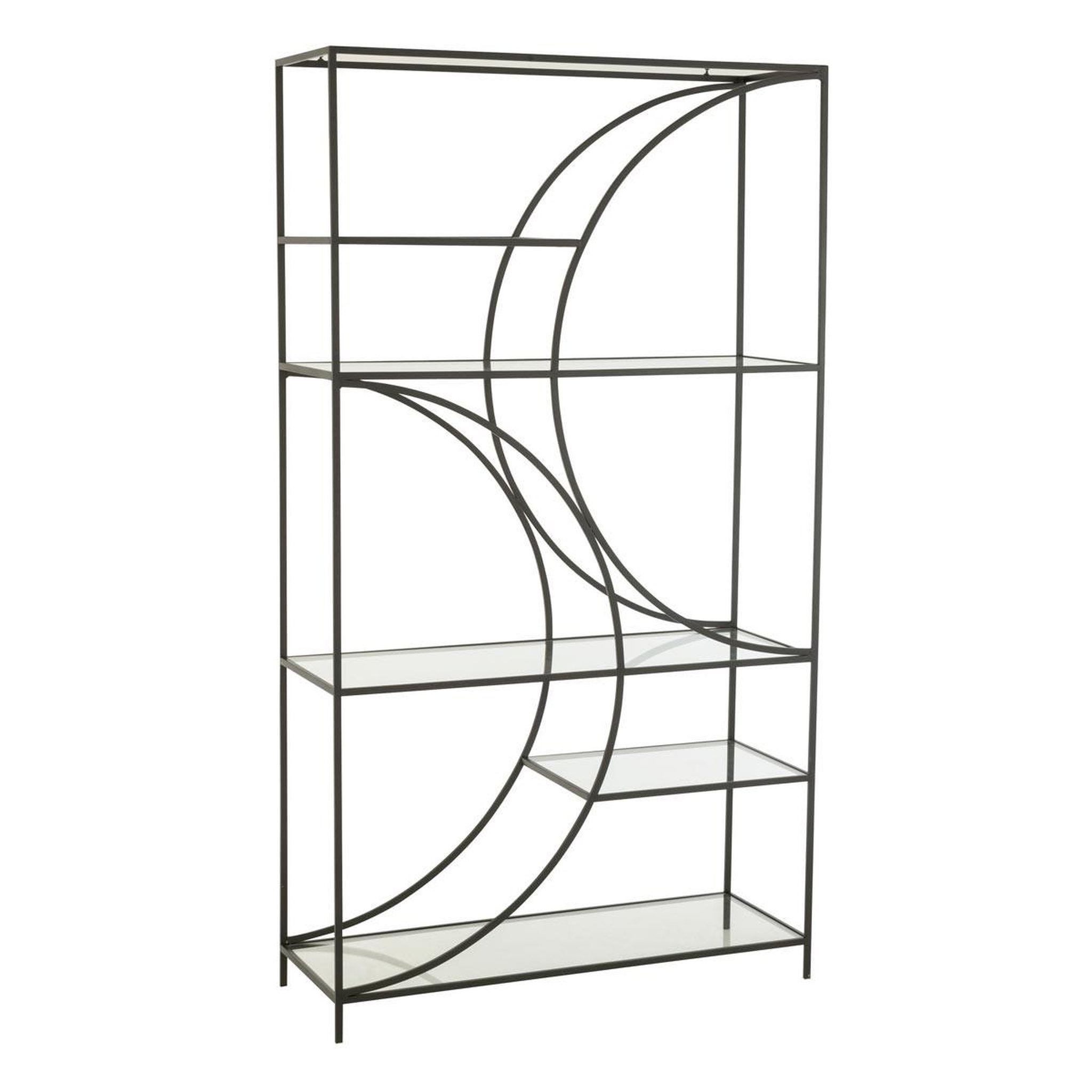 J-LINE Étagère 6 niveaux en verre  nar  200cm noir