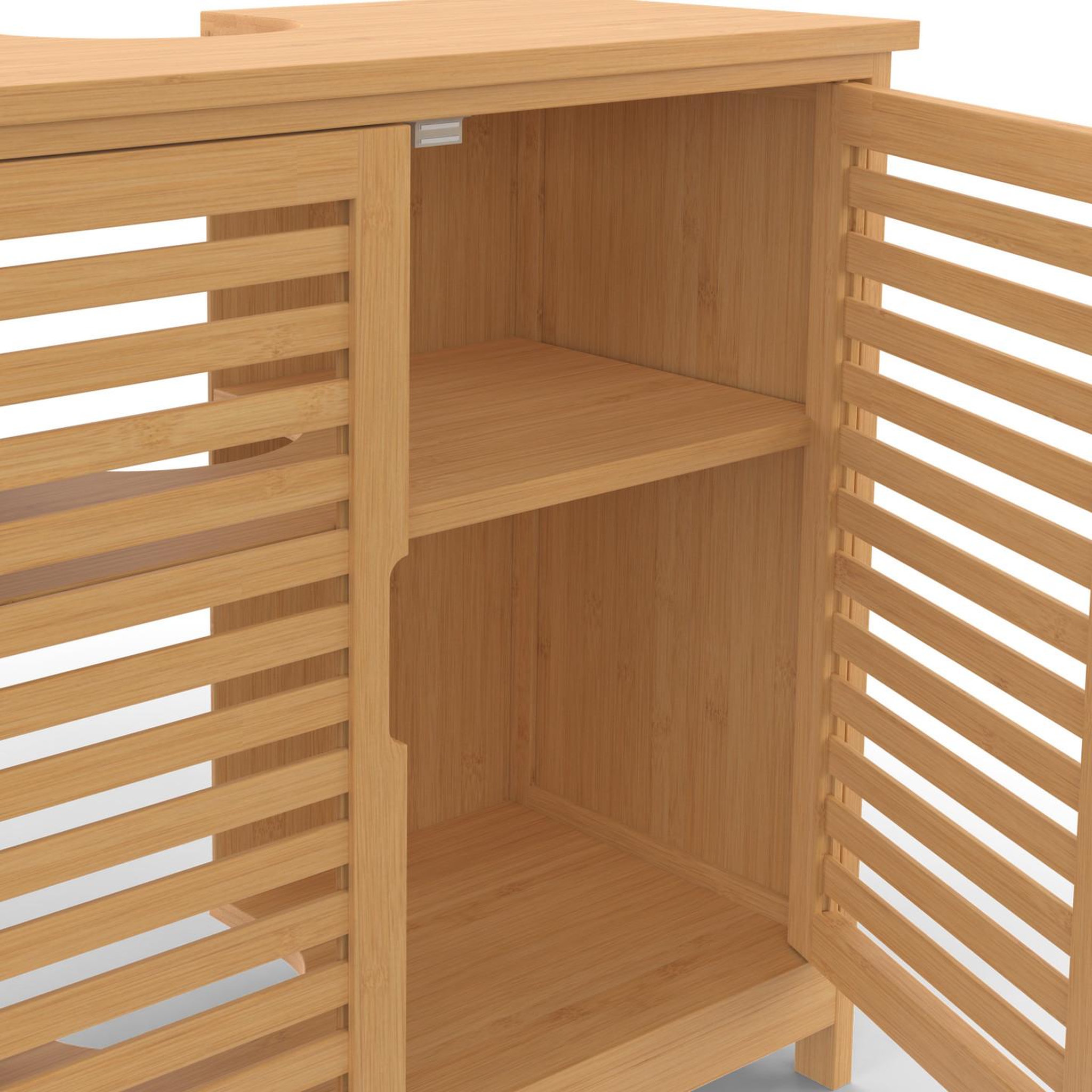Voir la diapositive 6 : ID MARKET Meuble sous lavabo salle de bain bambou BEA