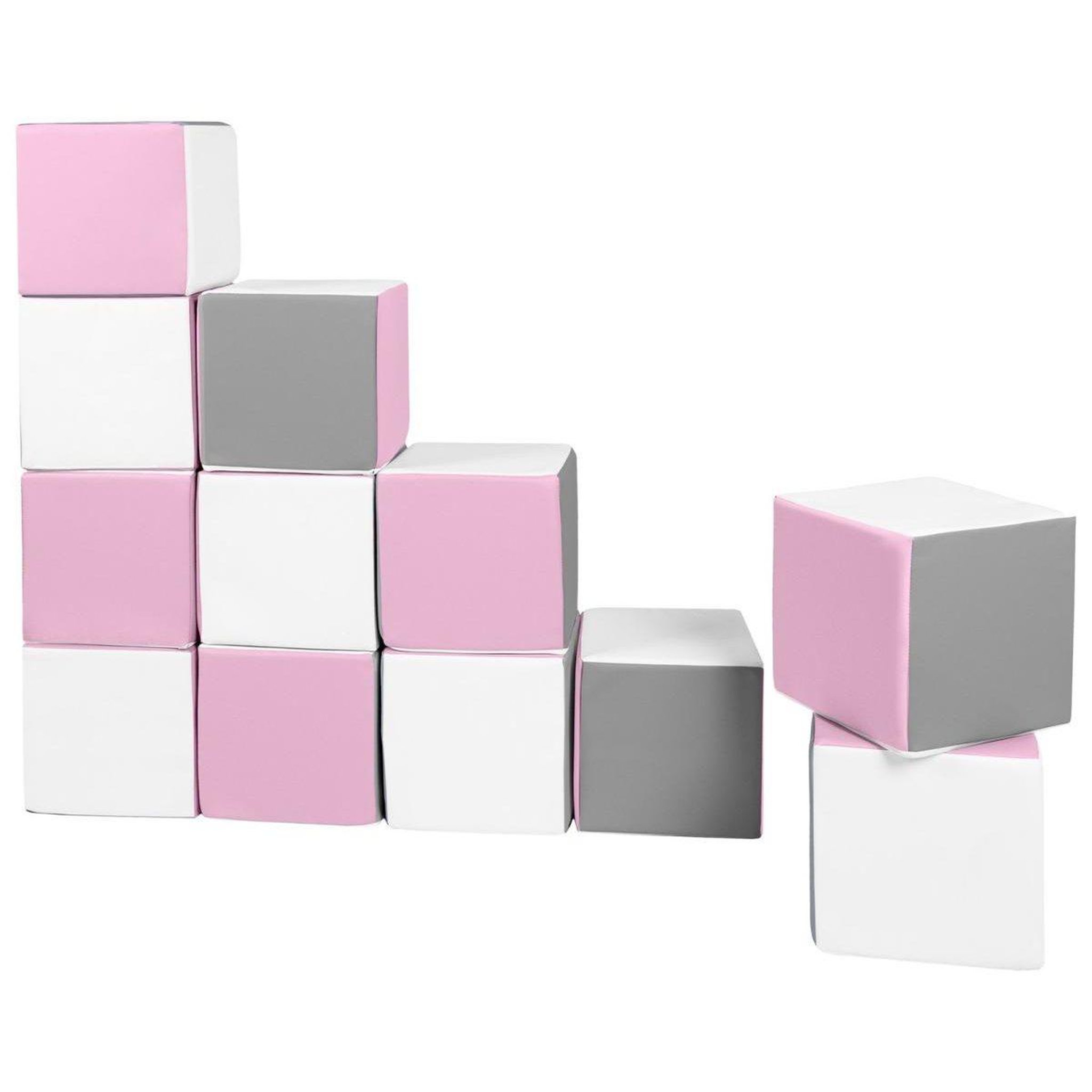 Voir la diapositive 2 : VELINDA Cubes - Lot de 12 blocs en mousse — blanc,rose clair,gris