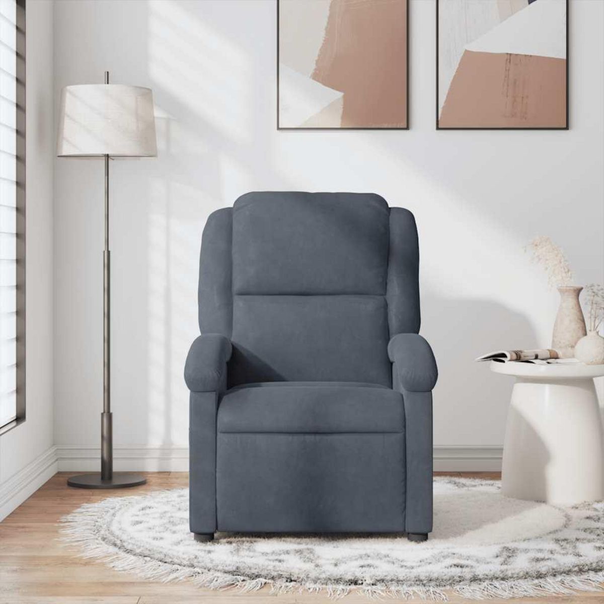 VIDAXL Fauteuil de massage inclinable gris fonce velours