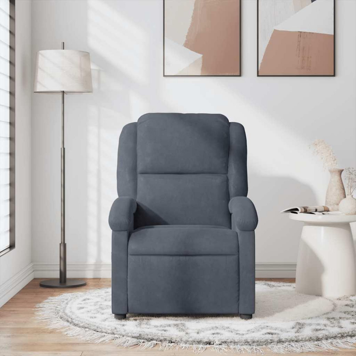 VIDAXL Fauteuil de massage inclinable gris fonce velours