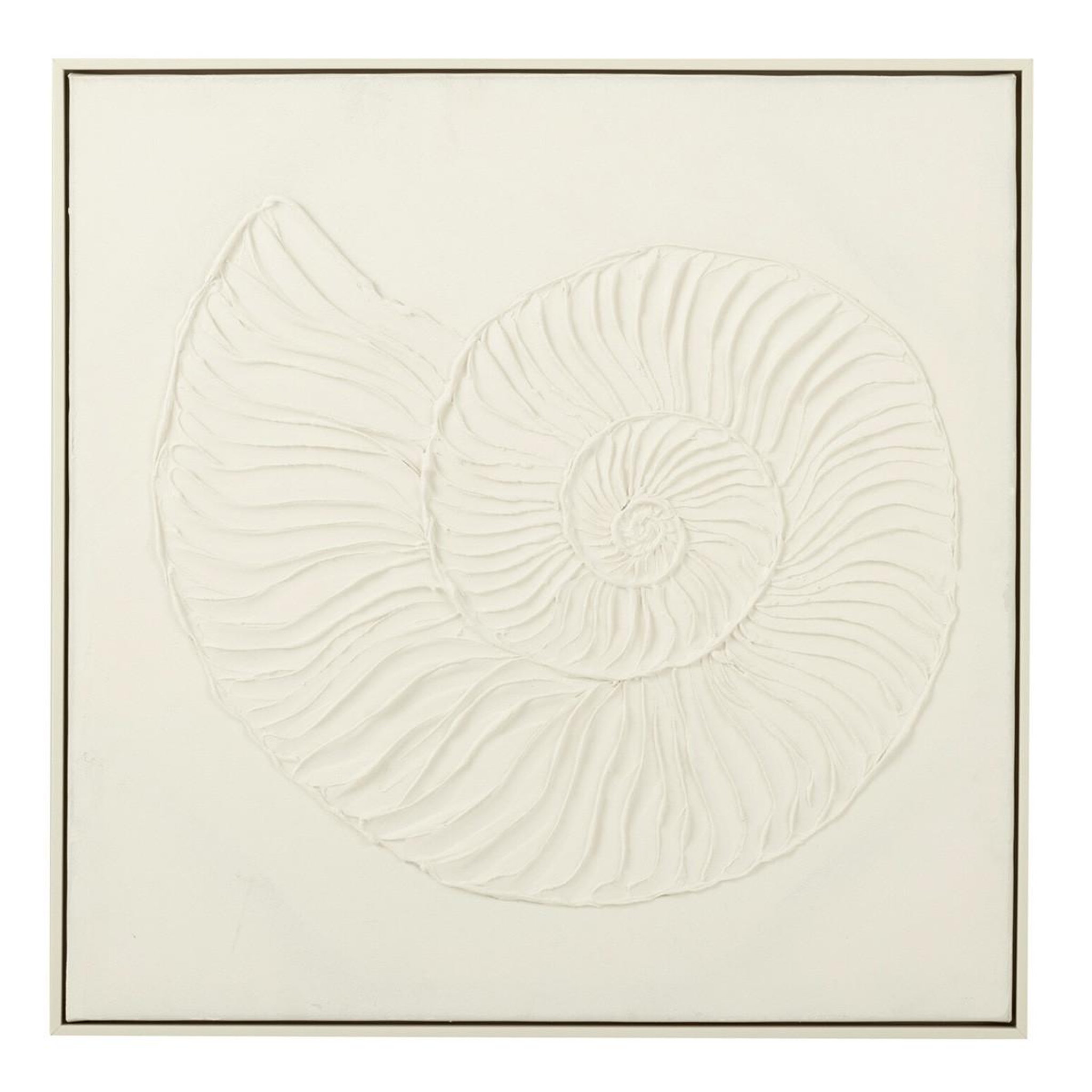 J-LINE Tableau peinture déco  coquille  62x62cm blanc