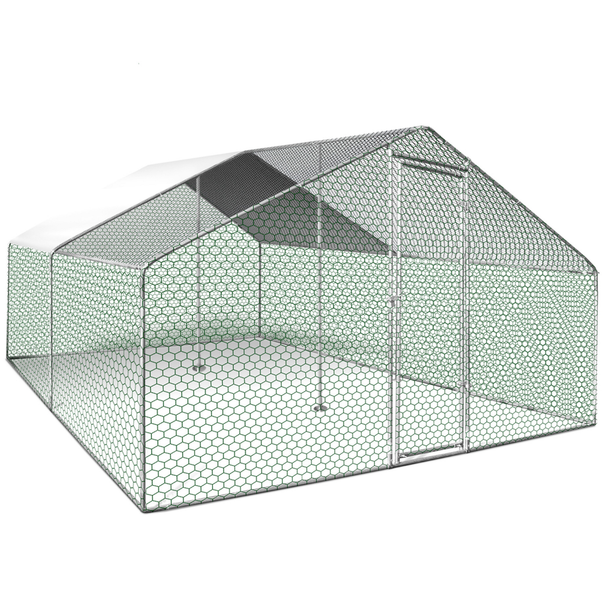 ID MARKET Enclos poulailler 16 m² parc grillagé 4x4 M acier galvanisé