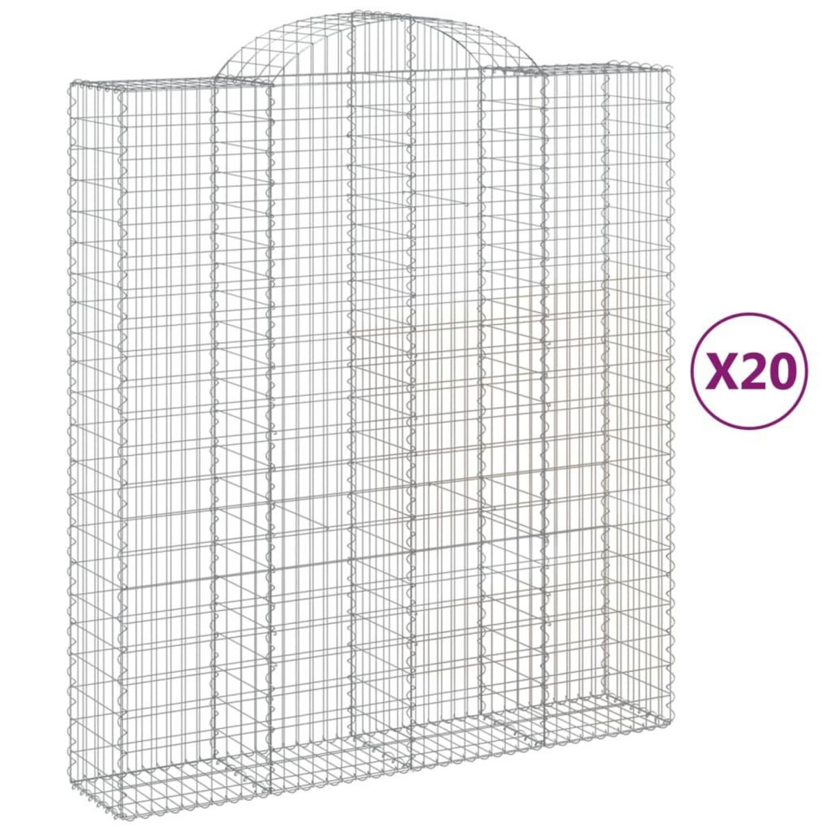 VIDAXL Paniers a gabions arques 20 pcs 200x50x220/240 cm Fer galvanise