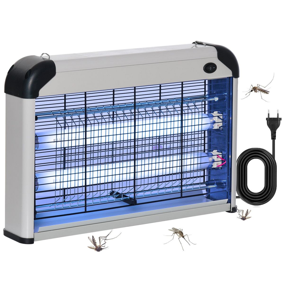 OUTSUNNY Lampe UV anti-insectes anti moustique tue mouche électrique destructeur d'insectes 20 W noir gris