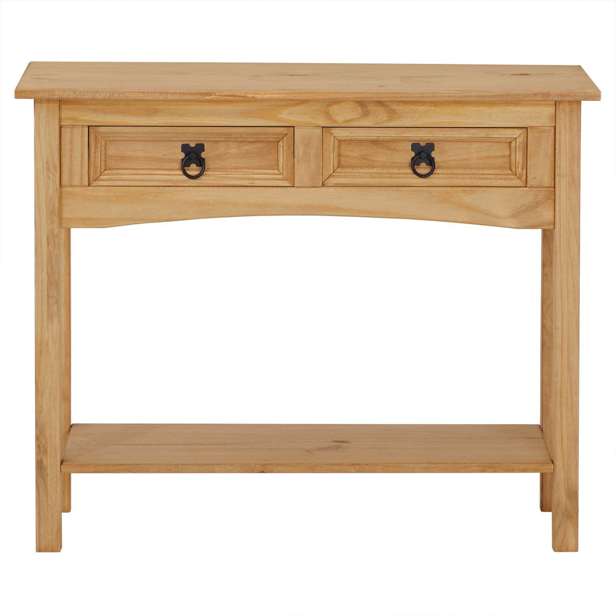 Voir la diapositive 3 : IDIMEX Table console SALSA table d'appoint en bois style mexicain avec 2 tiroirs et 1 étagère, en pin massif finition teintée/cirée