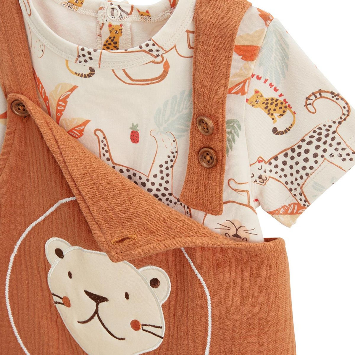 Petit Béguin Ensemble salopette bébé en gaze de coton et t-shirt Tango