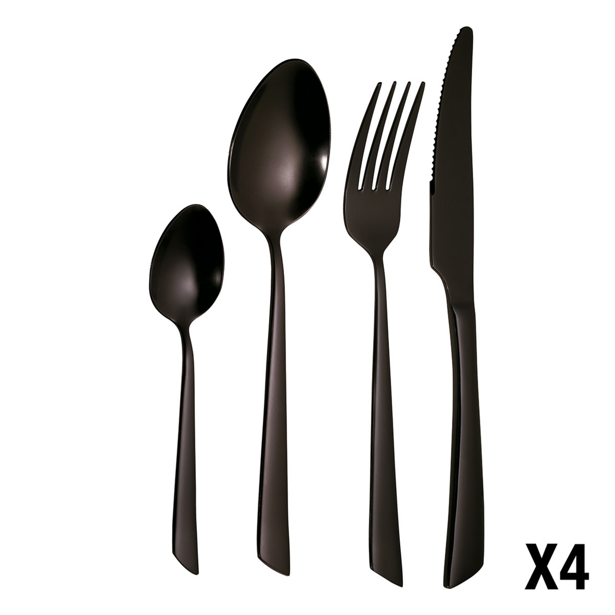 JEAN DUBOST Ménagère de 16 pièces DELTA BLACK. Coloris disponibles : Noir