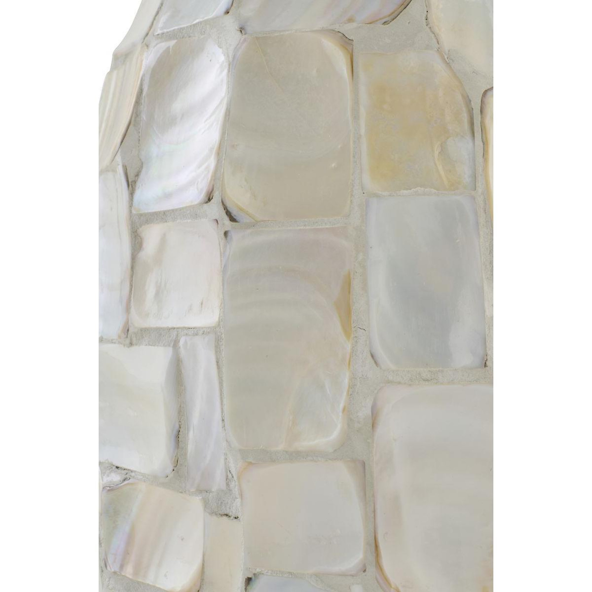 Voir la diapositive 3 : J-LINE Lampadaire coquillage  effet perlé  156cm blanc cassé