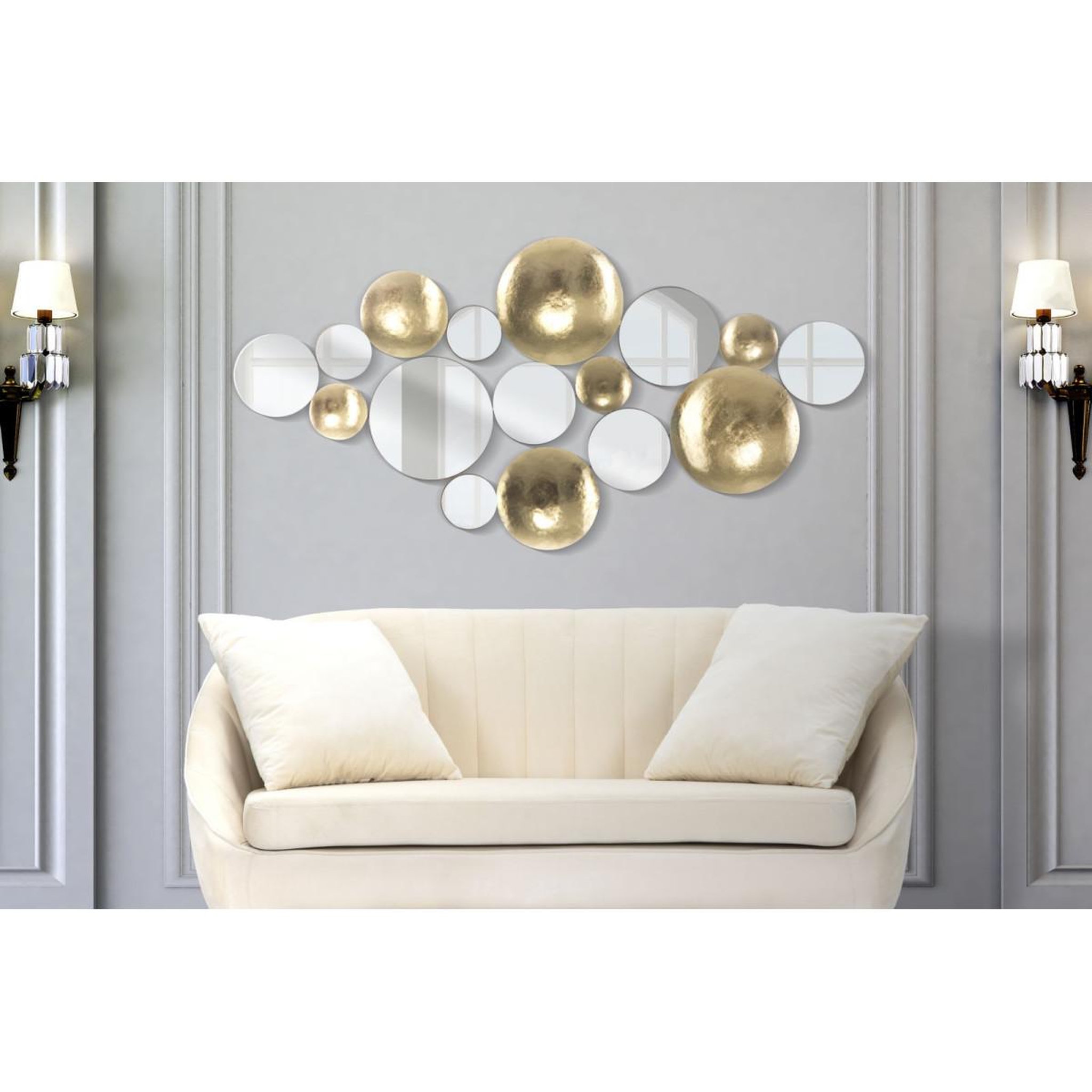 Voir la diapositive 6 : Paris Prix Décoration murale en métal  miroirs  118cm or