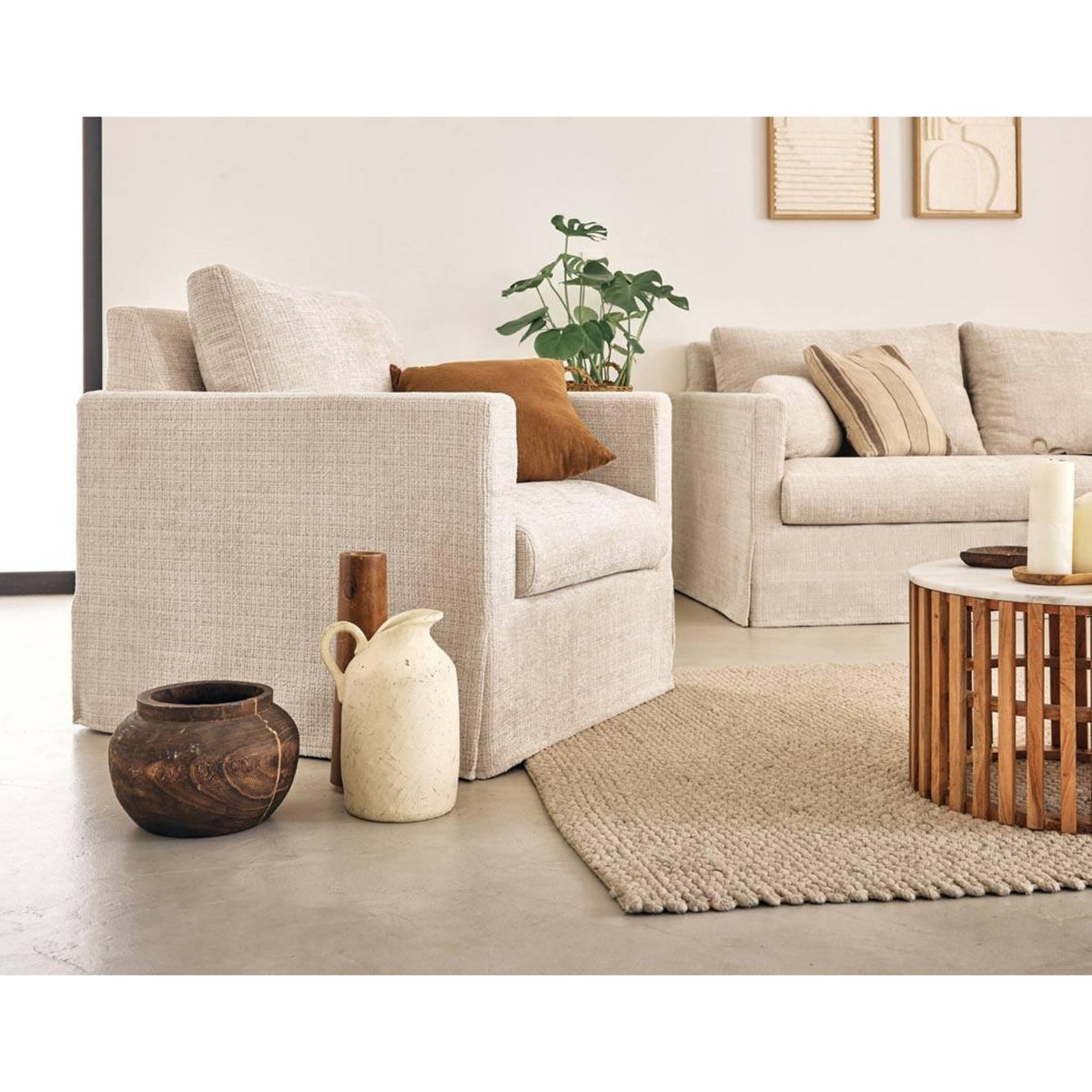 LISA DESIGN Serena - fauteuil déhoussable en velours texturé