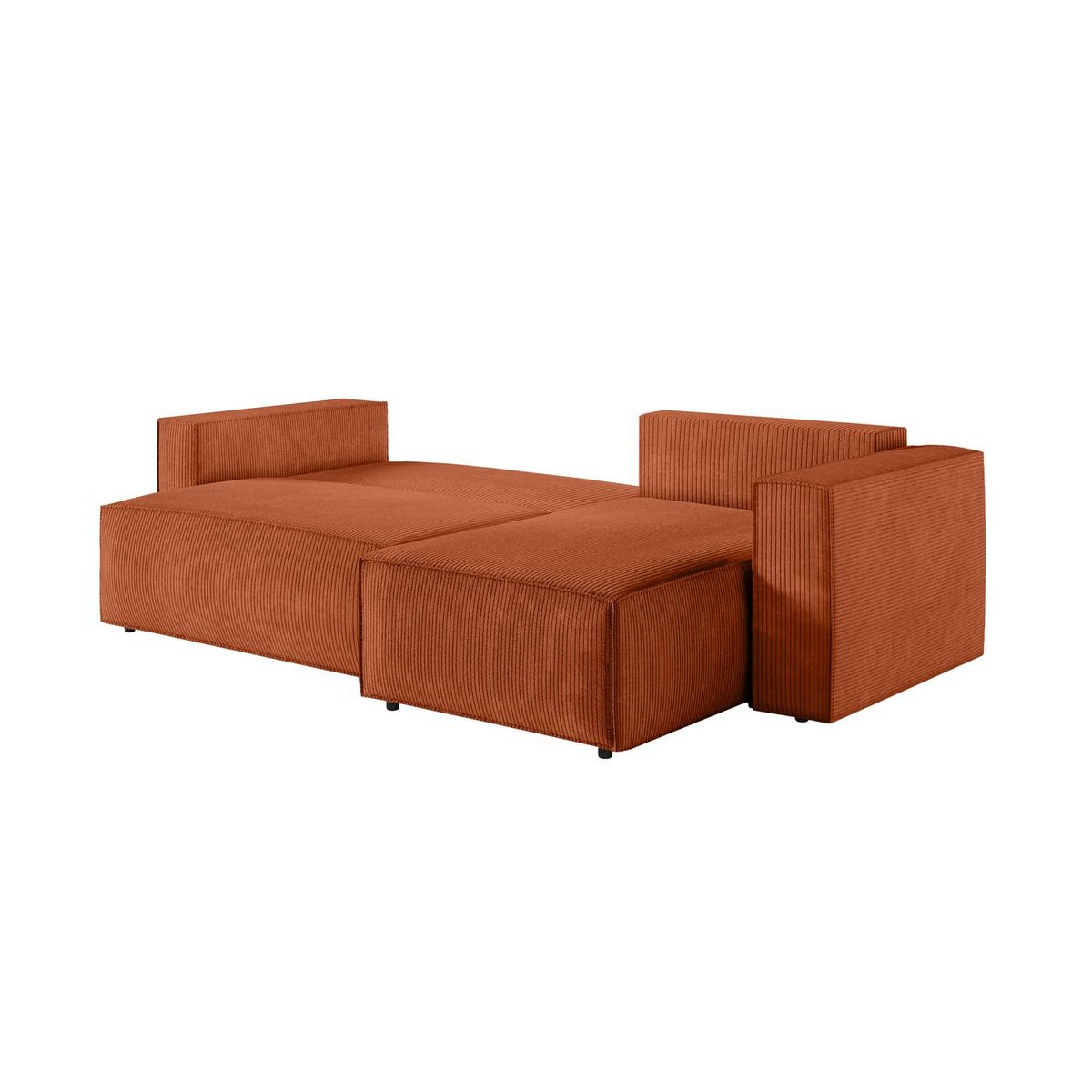 Canapé d'angle convertible réversible 3 places + 1  pouf velours côtelé  DAPHNE