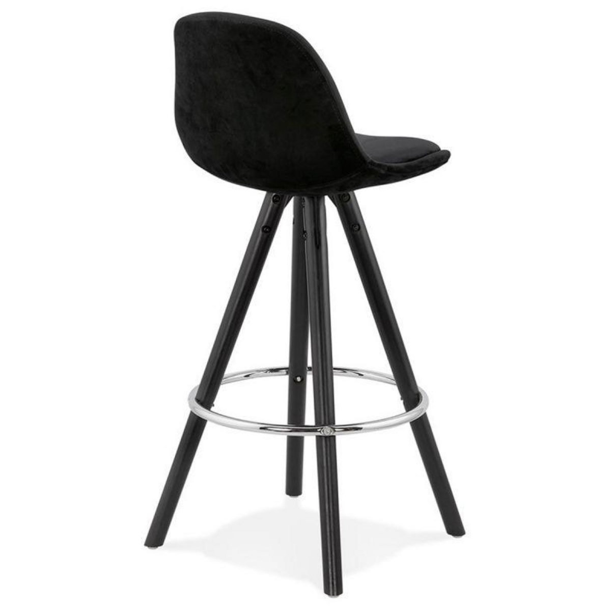 Paris Prix Tabouret de Bar Velours & Bois  Vinea  87cm Noir