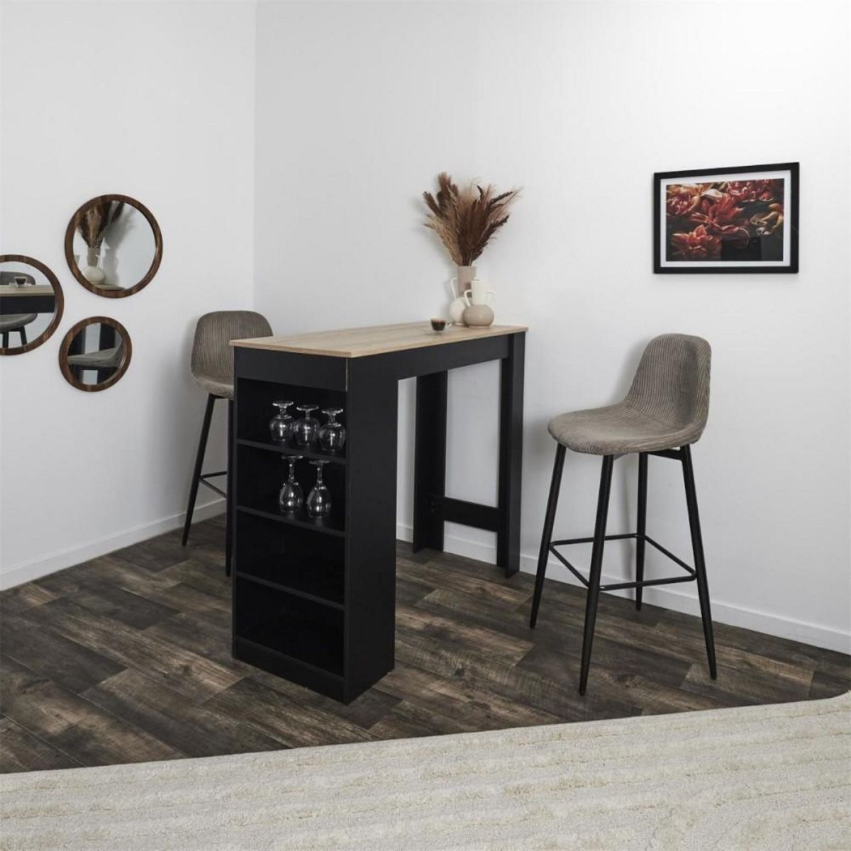 The Home Deco Factory Lot de 2 tabourets de bar côtelé SCOTT