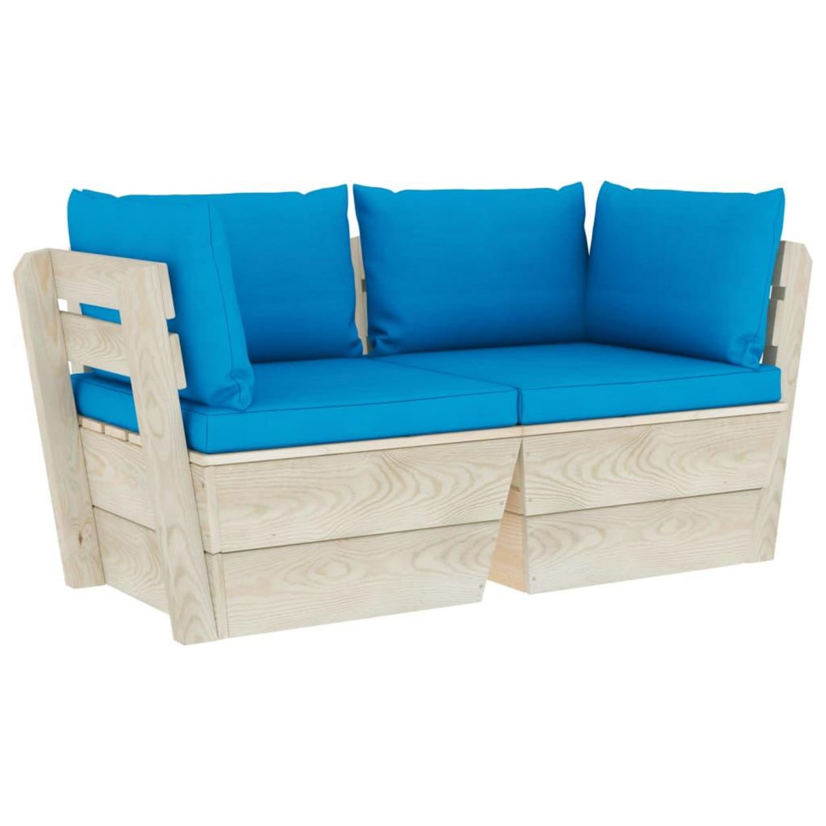VIDAXL Canape palette a 2 places de jardin avec coussins Bois d'epicea