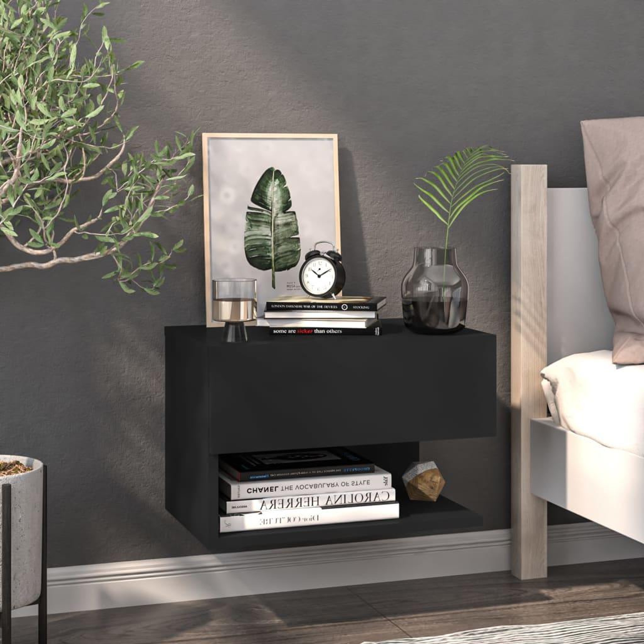 Voir la diapositive 3 : VIDAXL Tables de chevet murales 2 pcs Noir