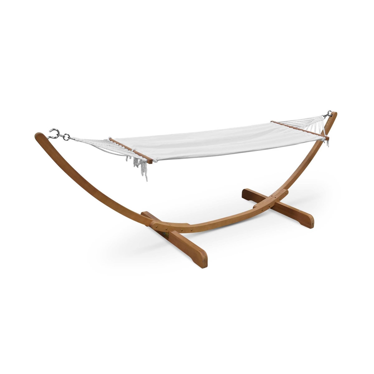 SWEEEK Hamac en bois 317x100cm avec toile en coton, Hamaca