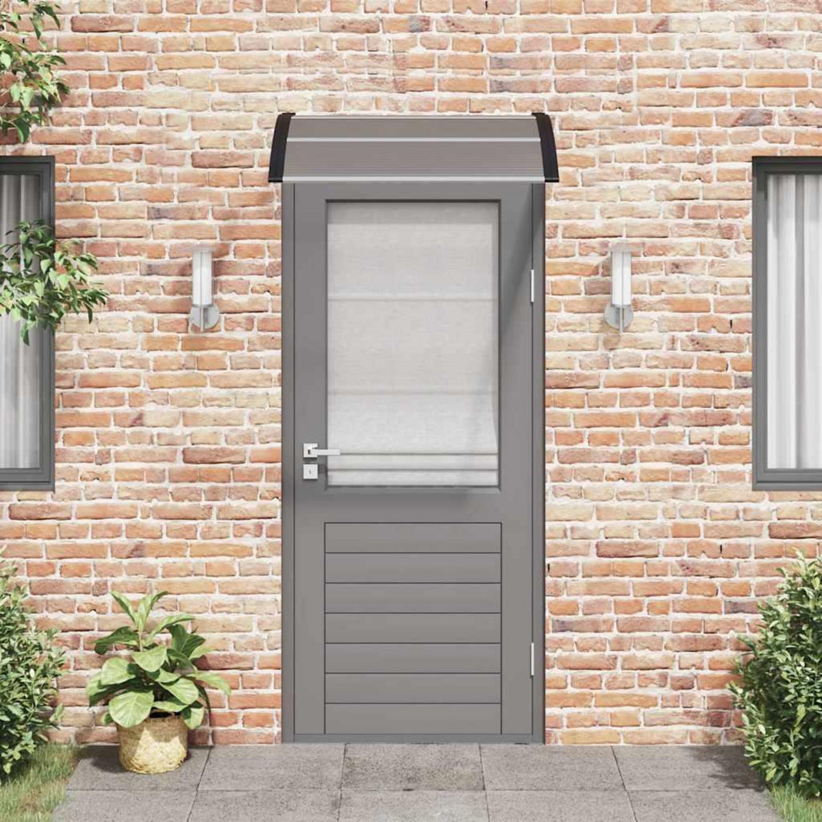 VIDAXL Auvent de porte noir 100 x 75 cm en polycarbonate
