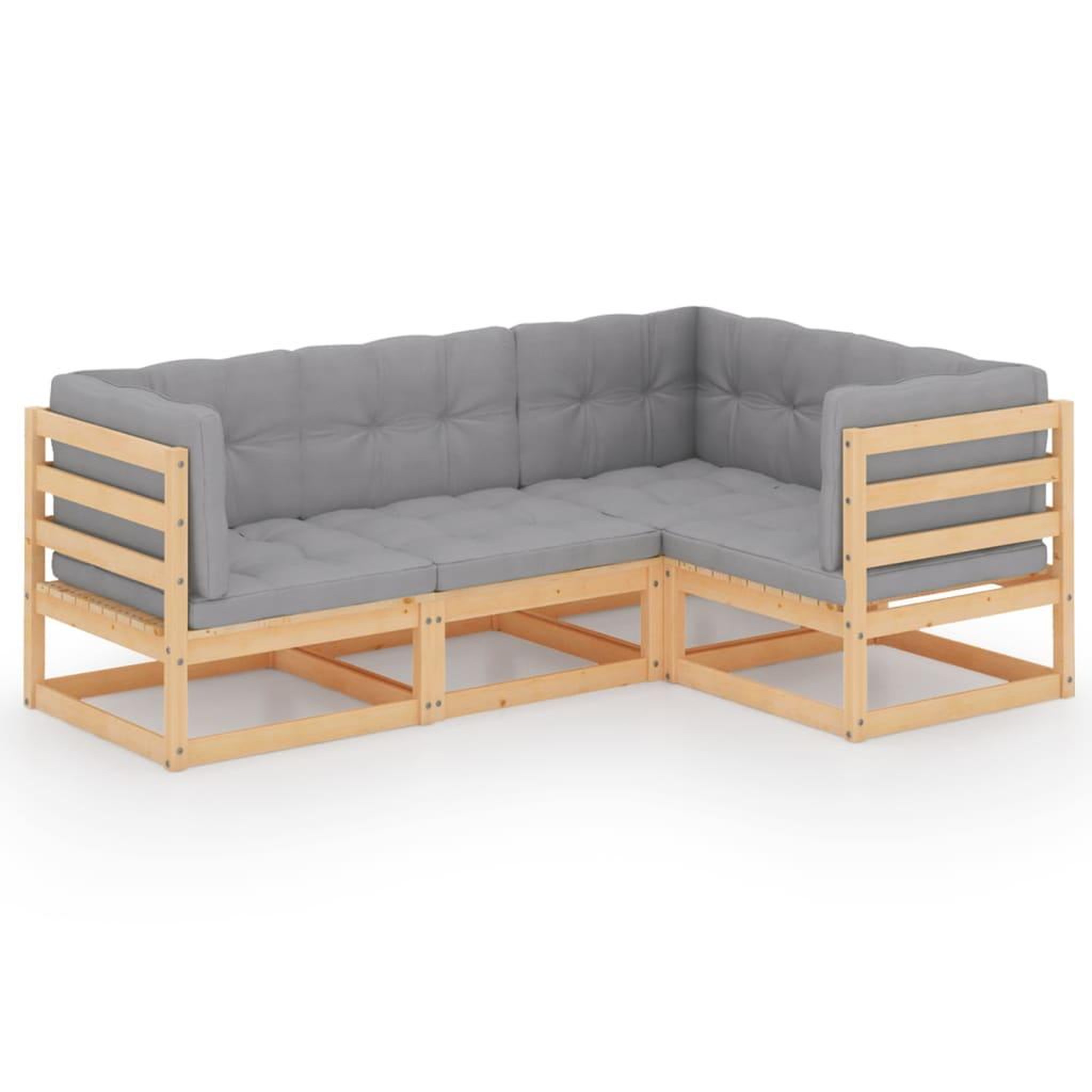 VIDAXL Salon de jardin 4 pcs avec coussins bois de pin massif