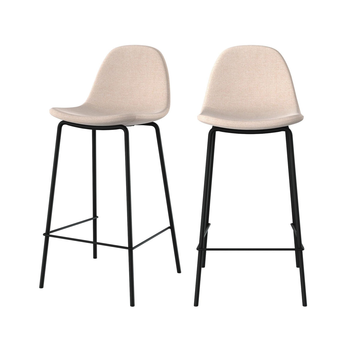 Rendez vous déco Lot de 2 chaises pour îlot central en tissu beige 65,5 cm-Henrik