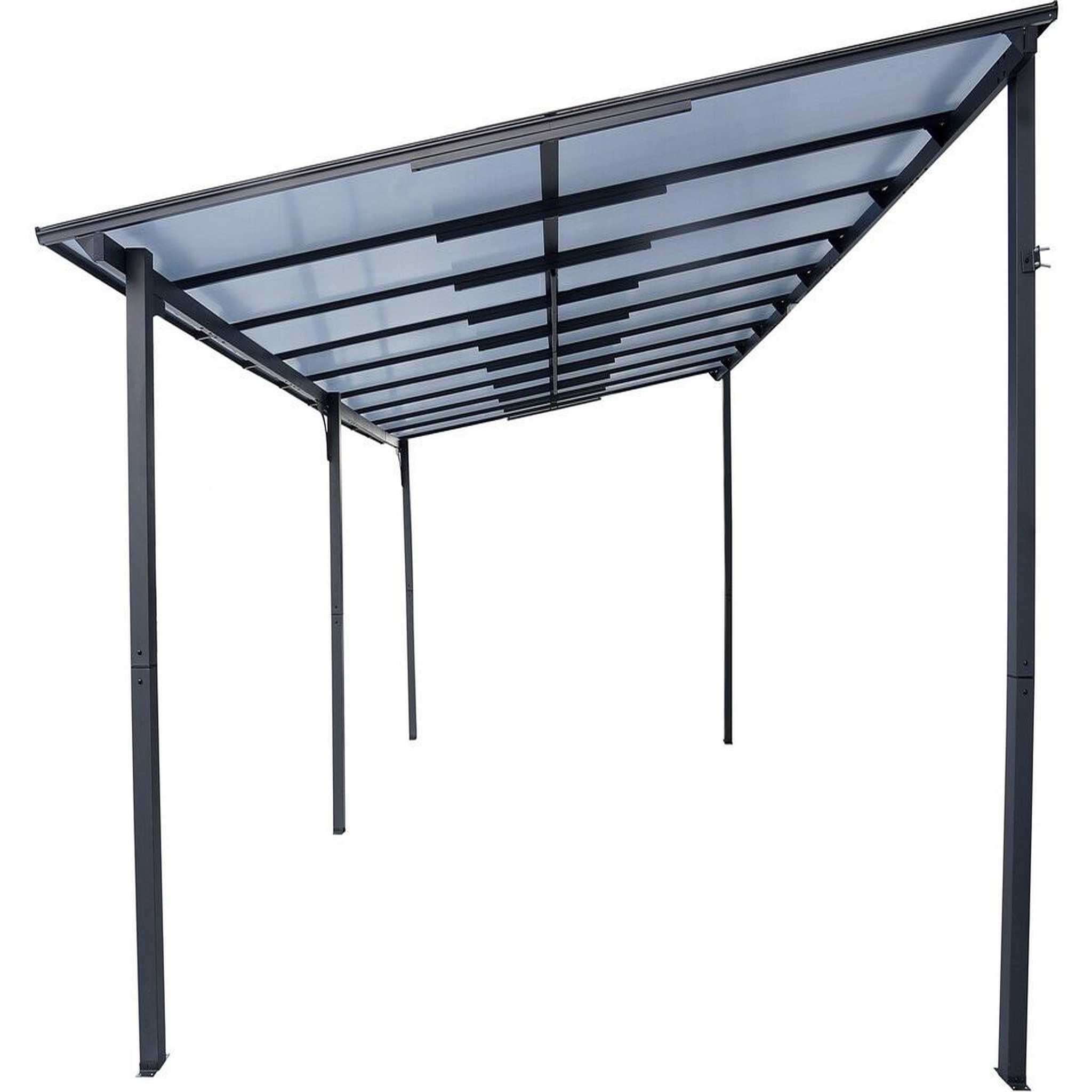 Voir la diapositive 4 : Habitat et Jardin Pergola tonnelle adossée  marvin  - 5.5 x 3 m - 545 x 298 x 243 cm - gris foncé