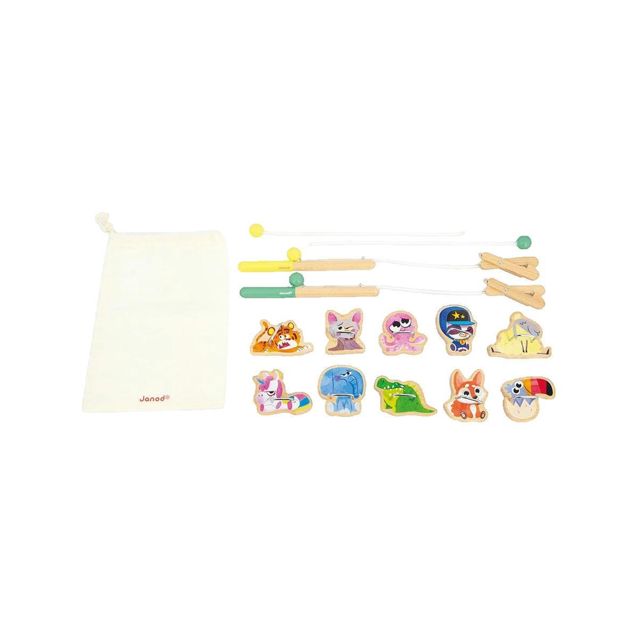 Voir la diapositive 3 : JANOD Jeu de pêche en bois Janod multicolore