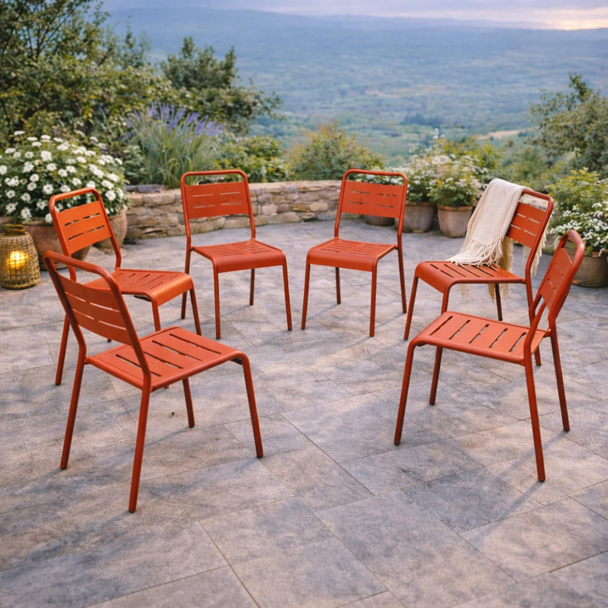 Voir la diapositive 4 : CONCEPT USINE Lot de 6 chaises de jardin empilables terracotta bergame