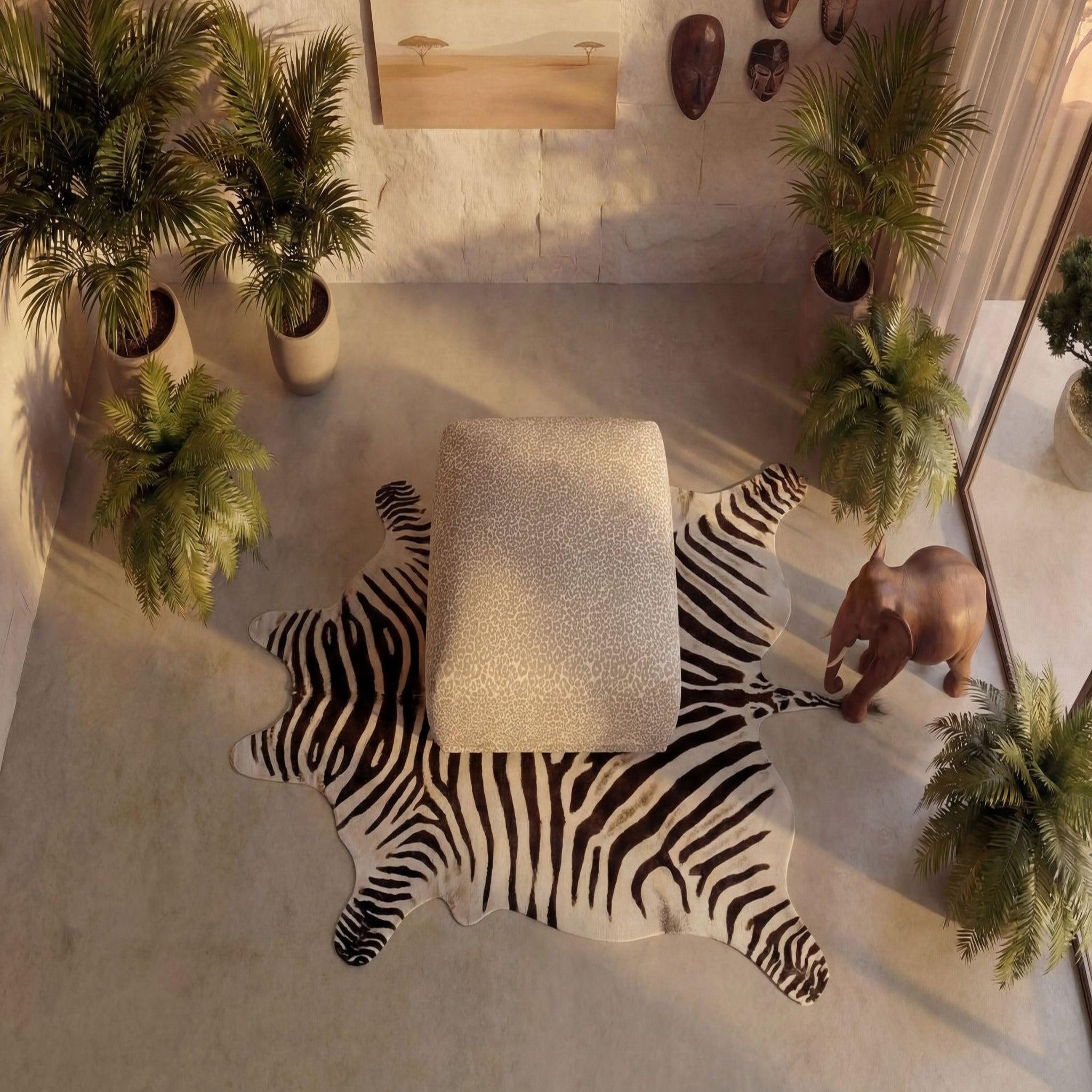 Voir la diapositive 5 : CASANOVA PARIS Rosalie - pouf en tissu imprimé animalier 102x83x46