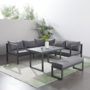 Voir la diapositive 2 : CONCEPT USINE Salon de jardin 6 places gris foncé avec canapé et banc MARBELLA