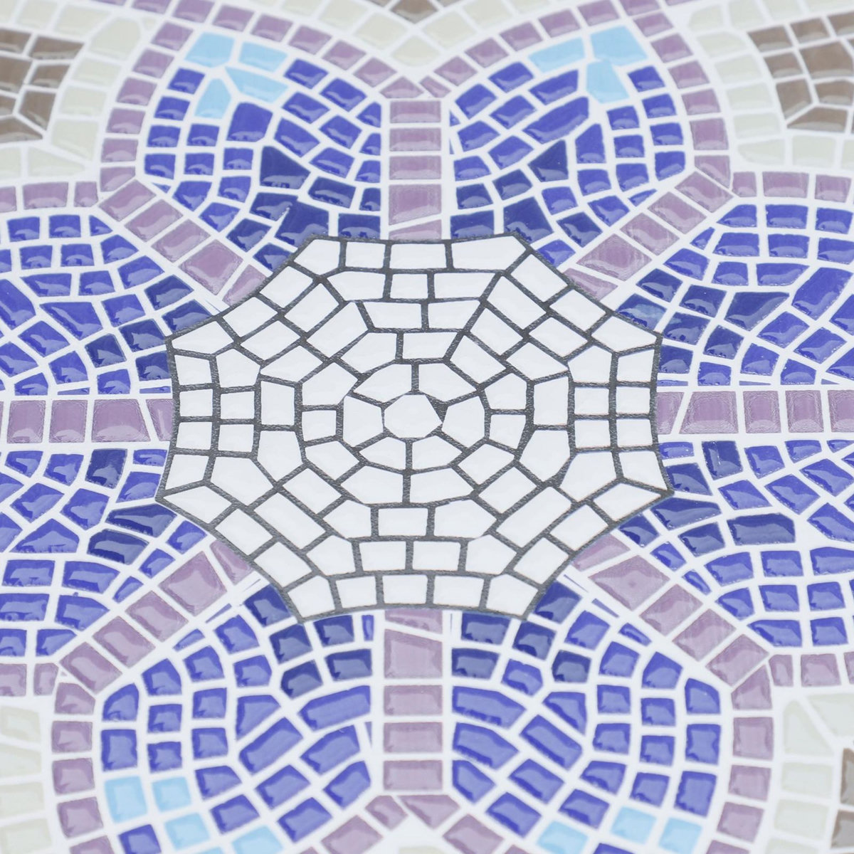 OUTSUNNY Table ronde style fer forgé bistro plateau mosaïque motif fleur métal époxy anticorrosion noir céramique